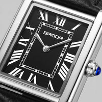 Winthrop Rectangular Leather Strap Watch