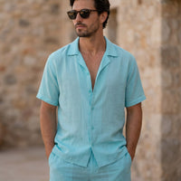 Dallas Textured Camp Collar Shirt and Shorts Set