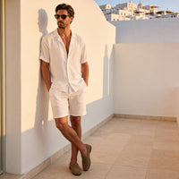 Dallas Textured Camp Collar Shirt and Shorts Set
