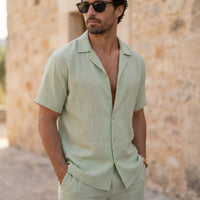 Dallas Textured Camp Collar Shirt and Shorts Set