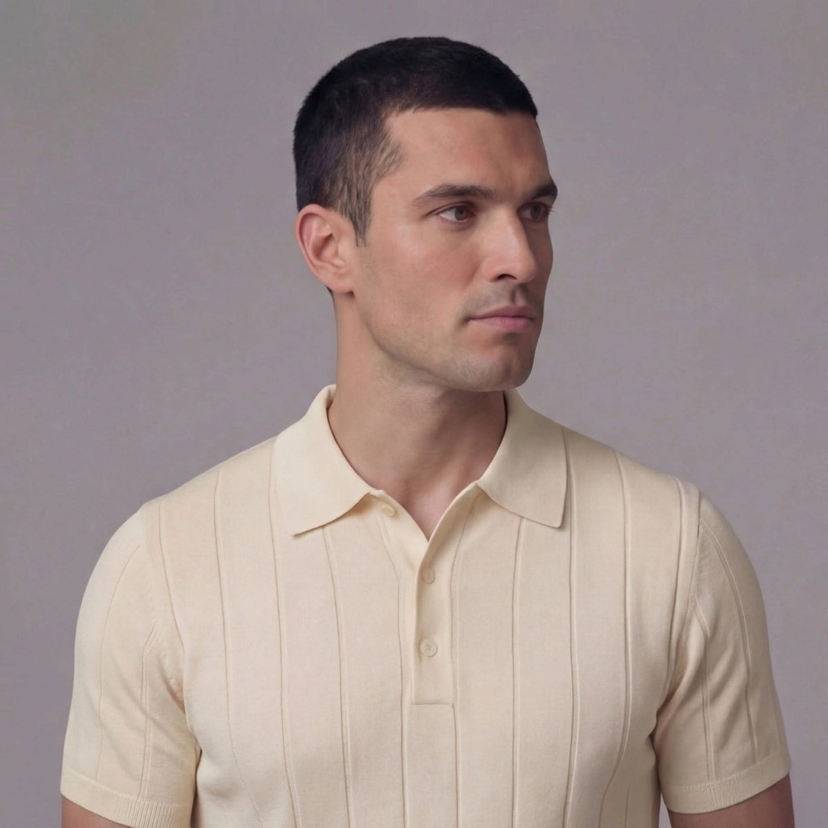 Stellan Cotton Blend Rib Knit Polo Shirt_2