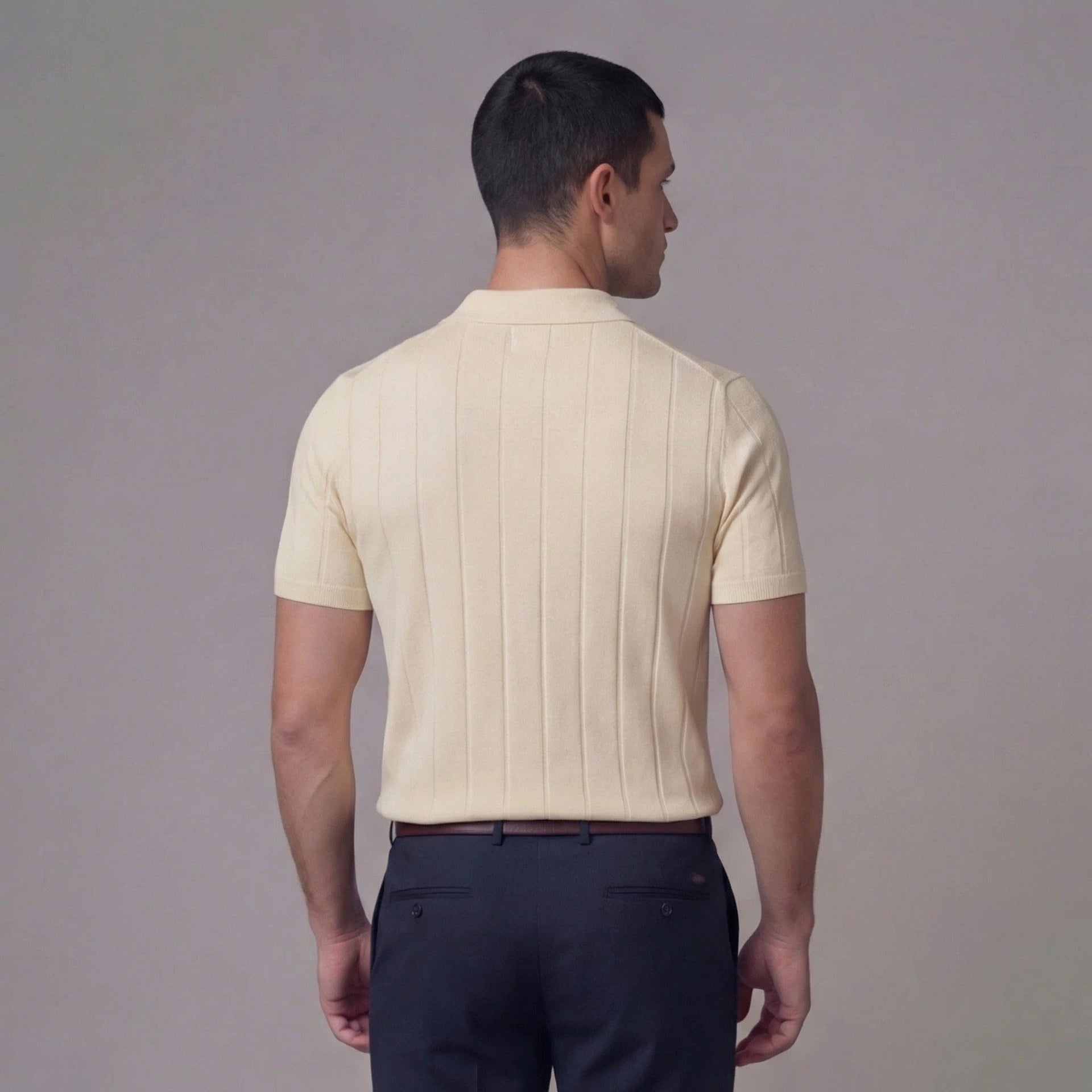 Stellan Cotton Blend Rib Knit Polo Shirt