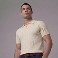 Stellan Cotton Blend Rib Knit Polo Shirt