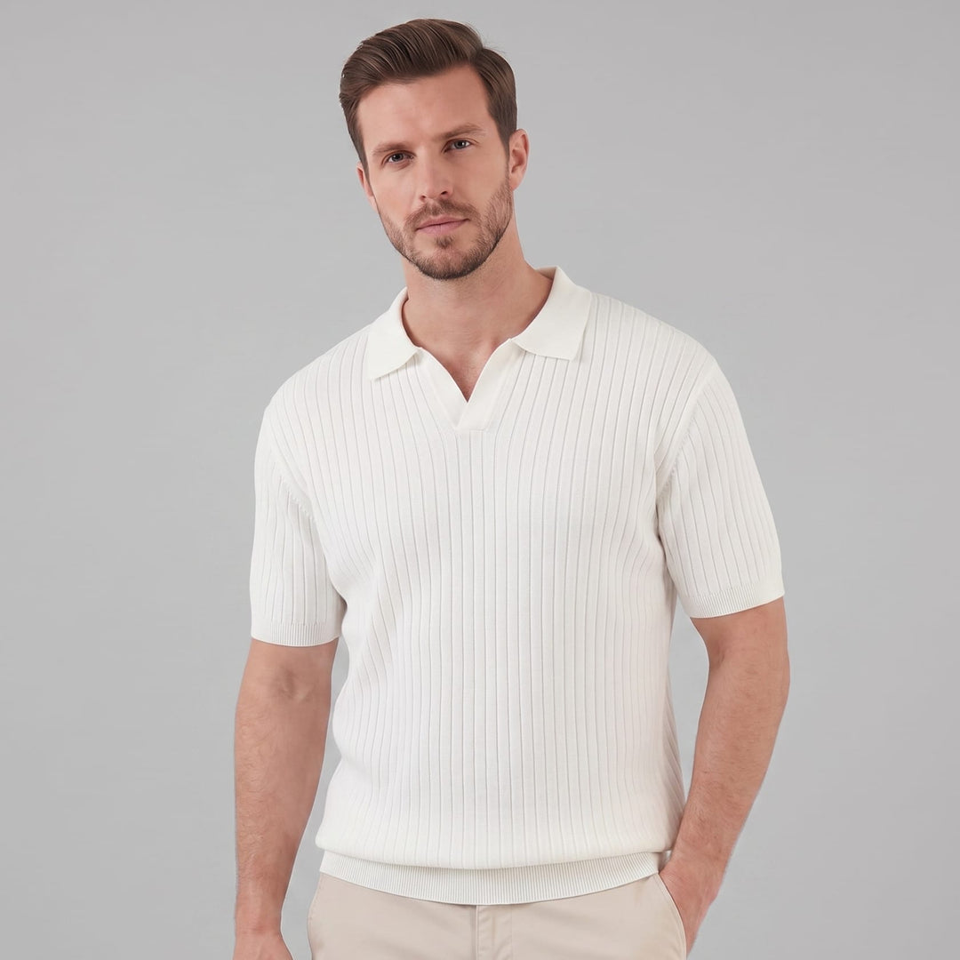 Sterling Wide Rib Knit Polo Shirt