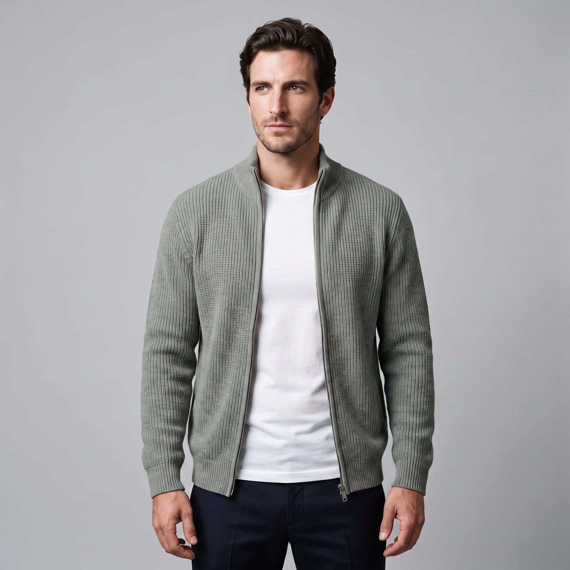 Hartley Ribbed Full Zip Cardigan