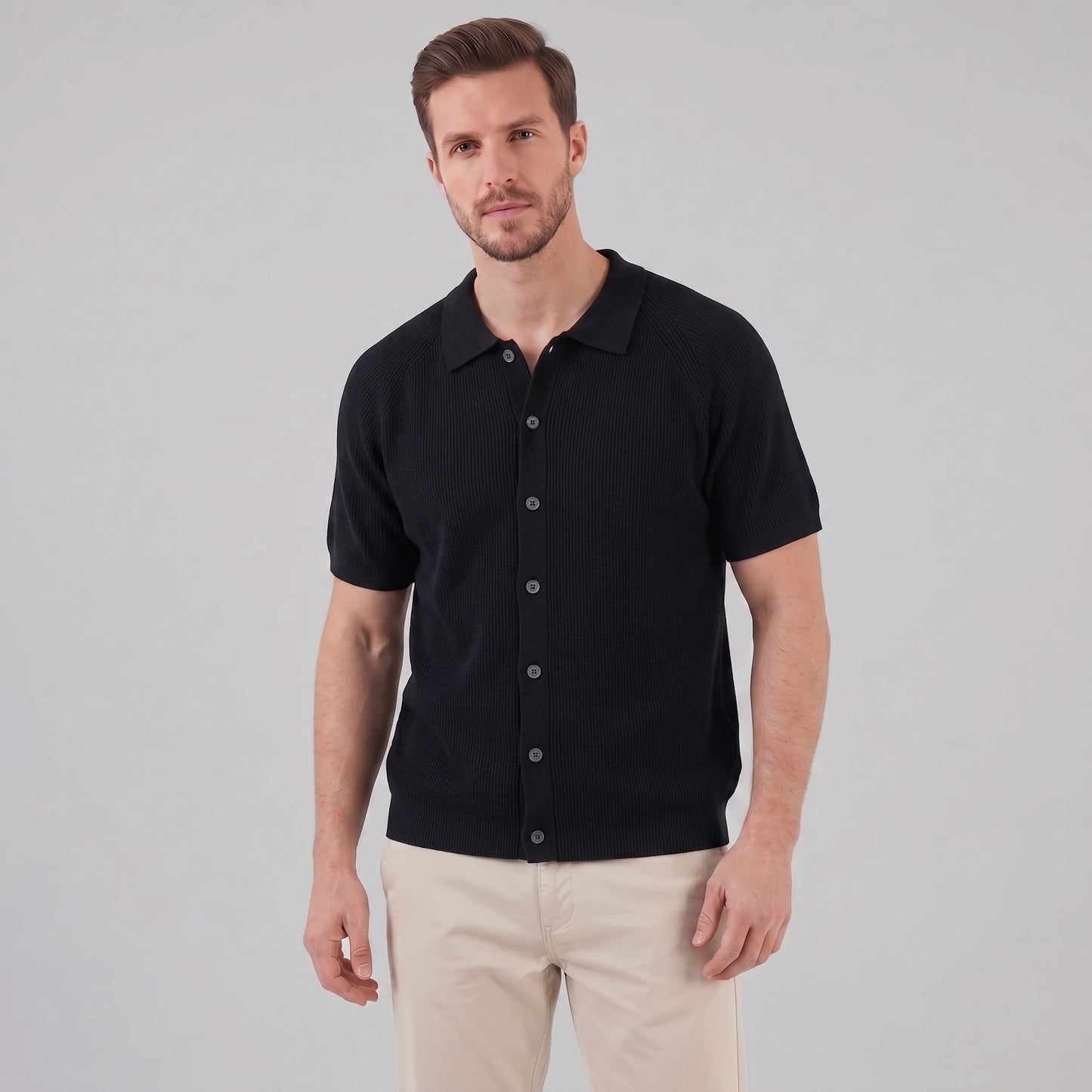 Sullivan Button Through Knit Polo Shirt_1