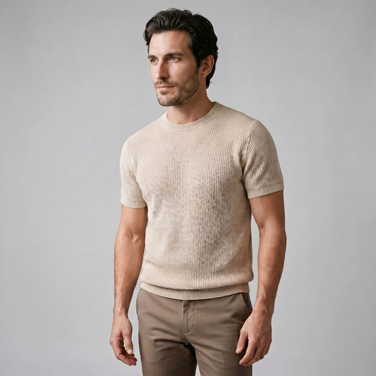 Cassius Ribbed Knit Crew Neck T-Shirt_1