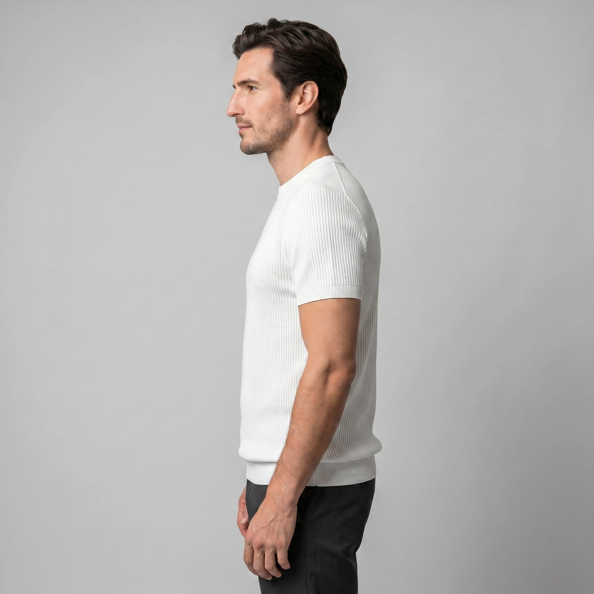 Cassius Ribbed Knit Crew Neck T-Shirt