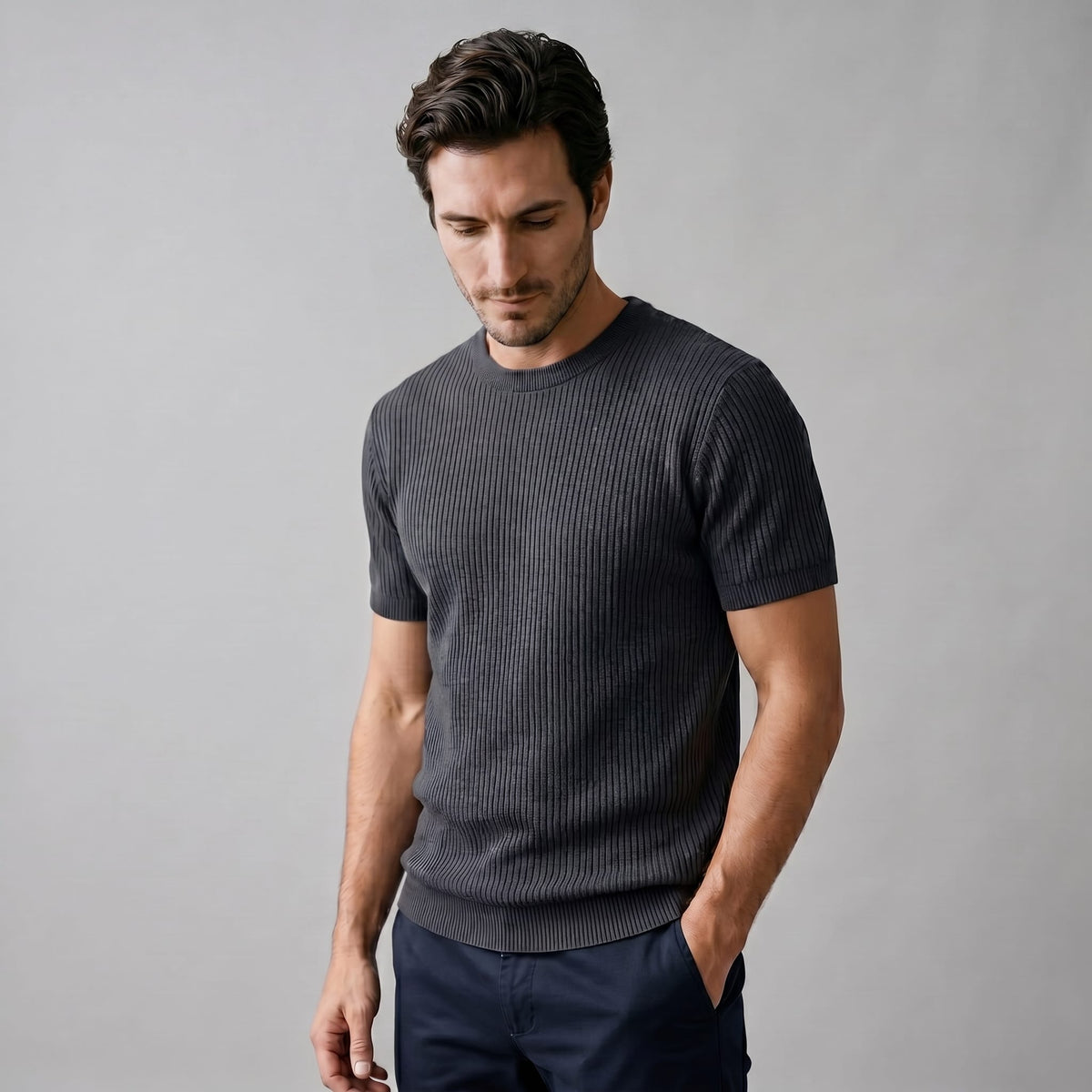 Cassius Ribbed Knit Crew Neck T-Shirt_26
