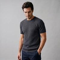 Cassius Ribbed Knit Crew Neck T-Shirt
