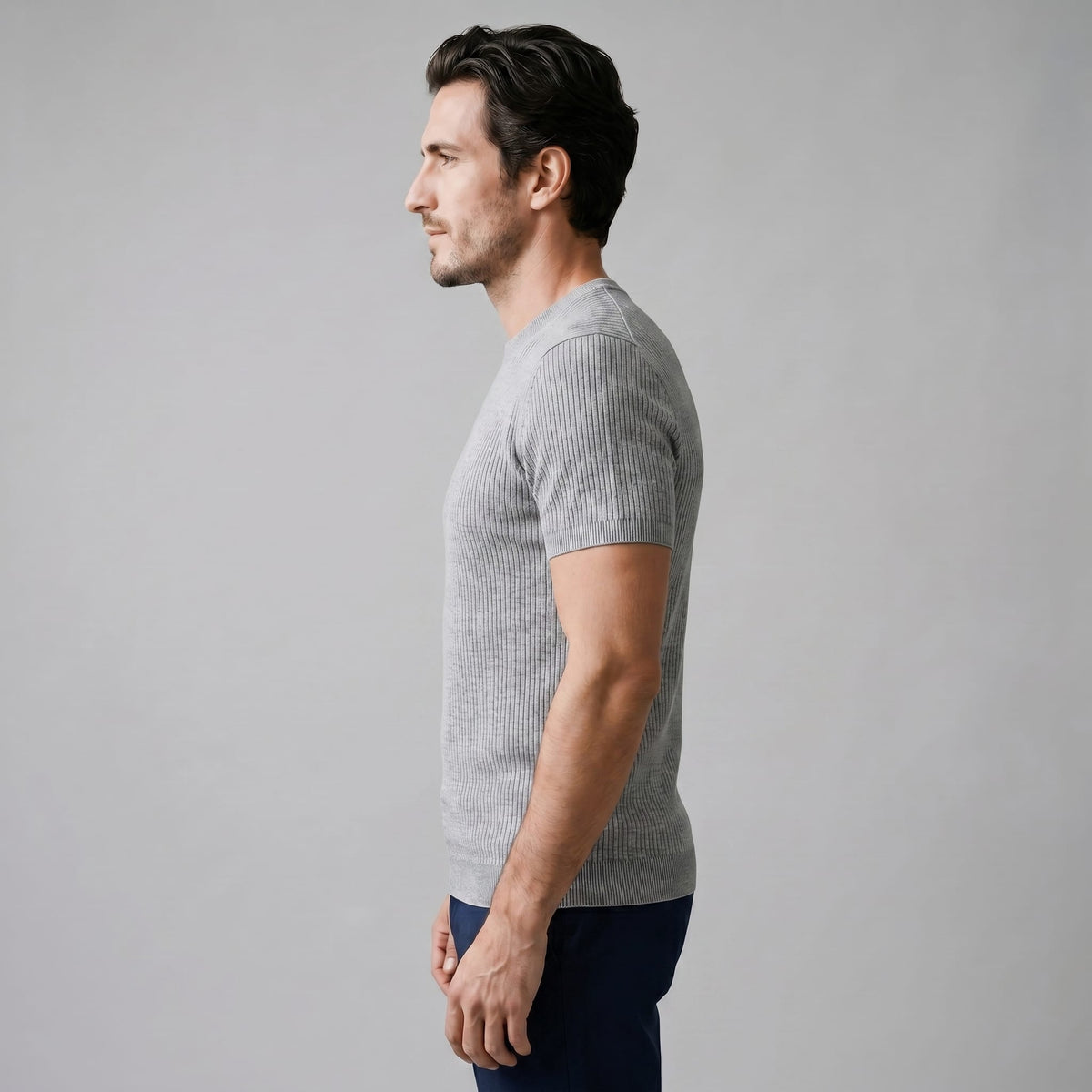 Cassius Ribbed Knit Crew Neck T-Shirt