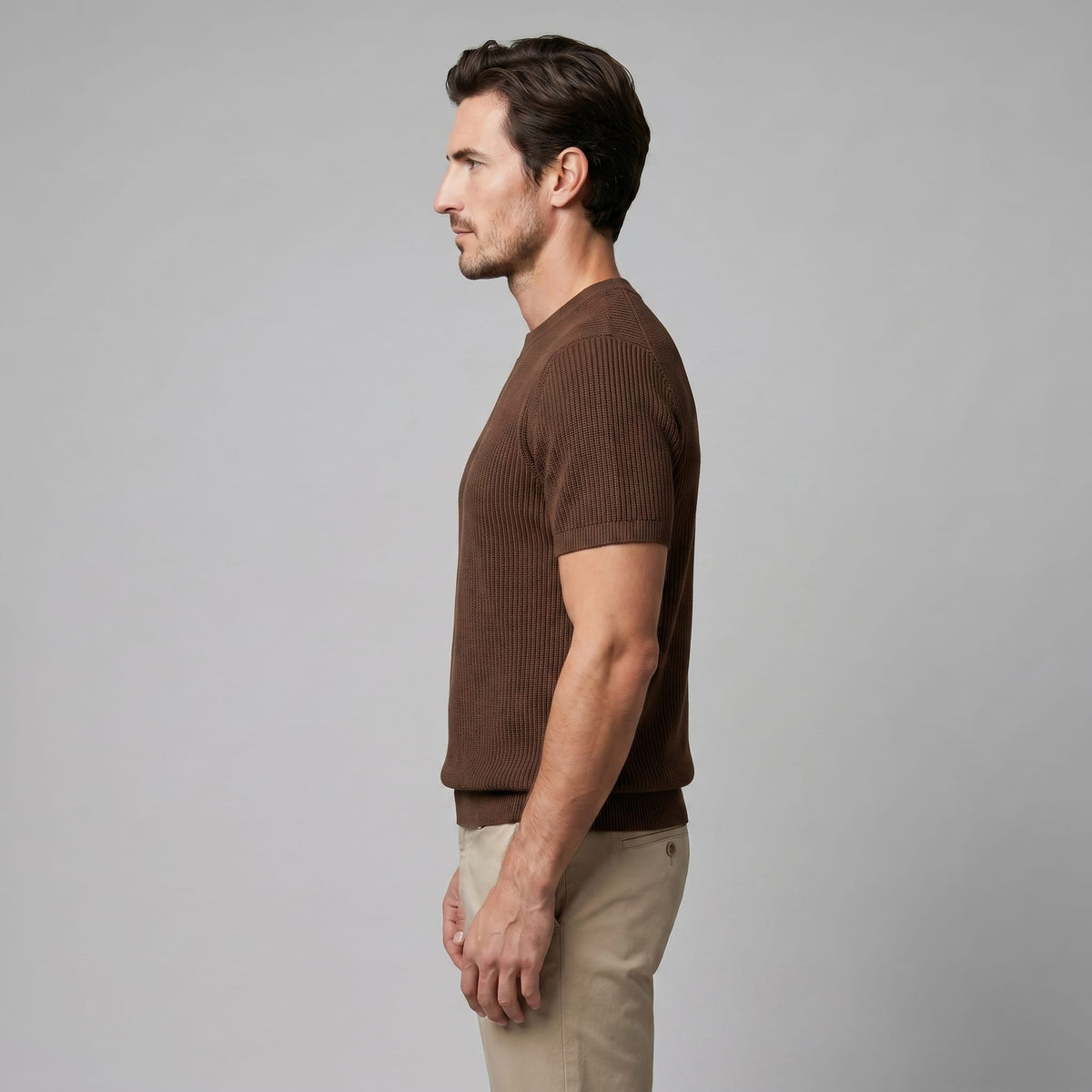 Cassius Ribbed Knit Crew Neck T-Shirt