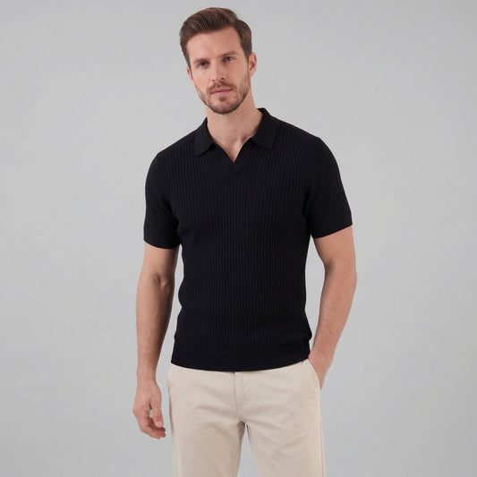 Callahan Ribbed Knit Polo Shirt_1