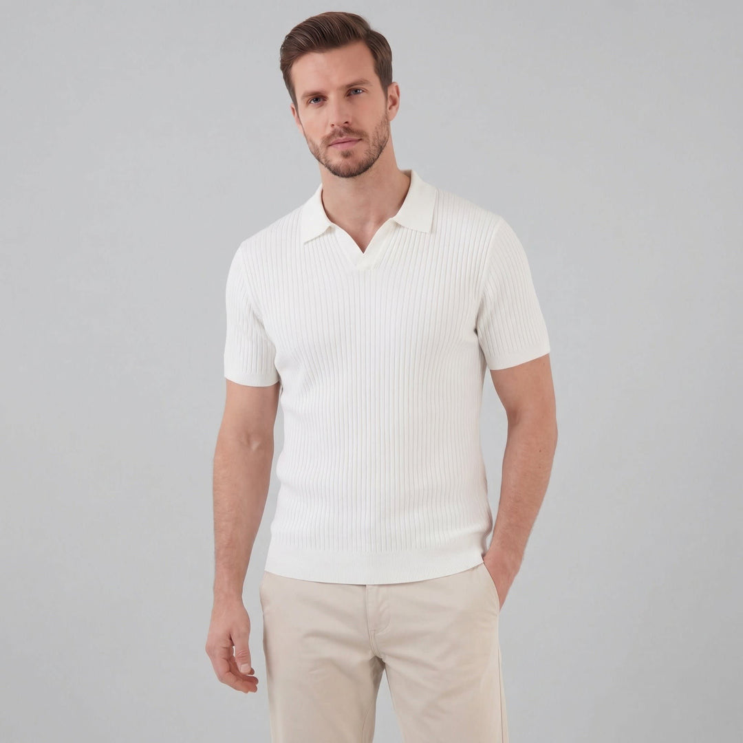 Callahan Ribbed Knit Polo Shirt