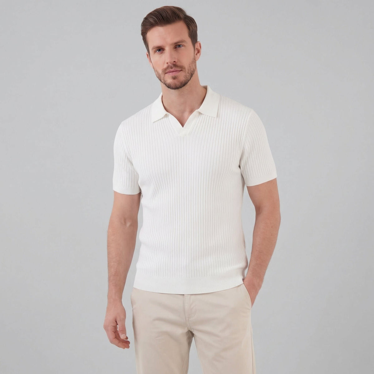 Callahan Ribbed Knit Polo Shirt