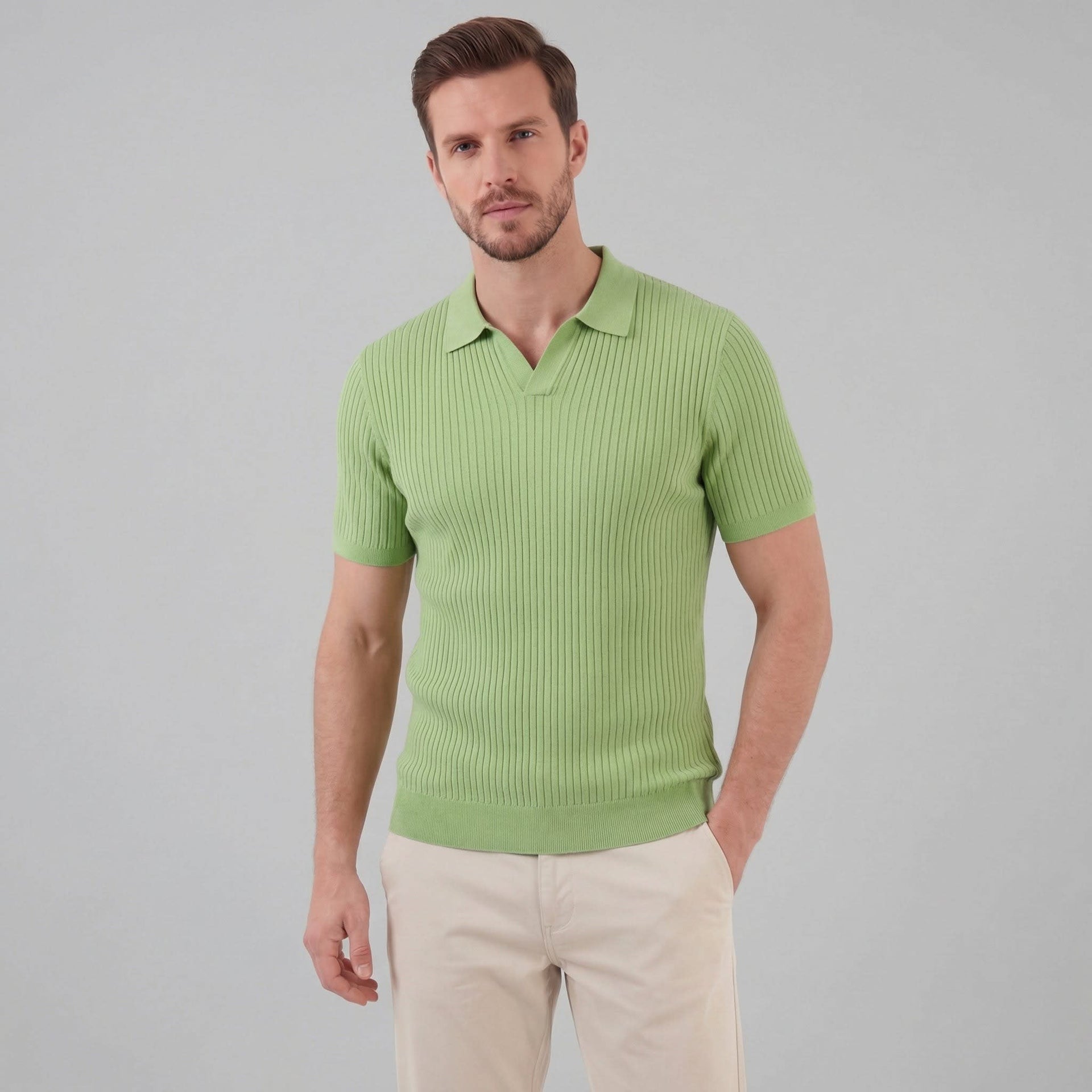 Callahan Ribbed Knit Polo Shirt