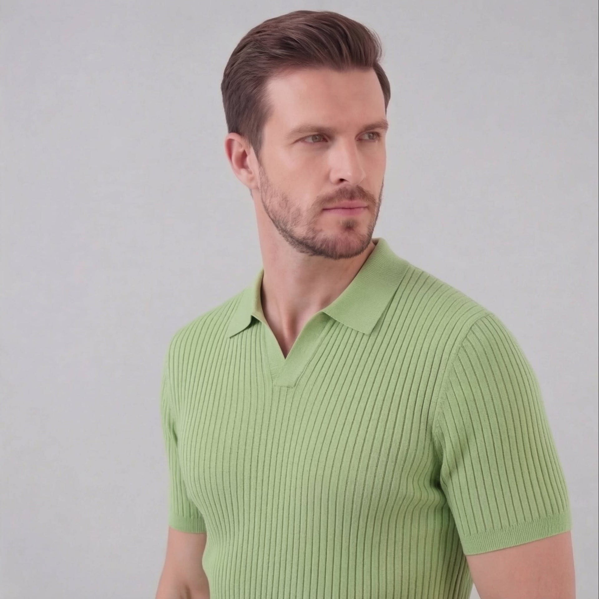 Callahan Ribbed Knit Polo Shirt