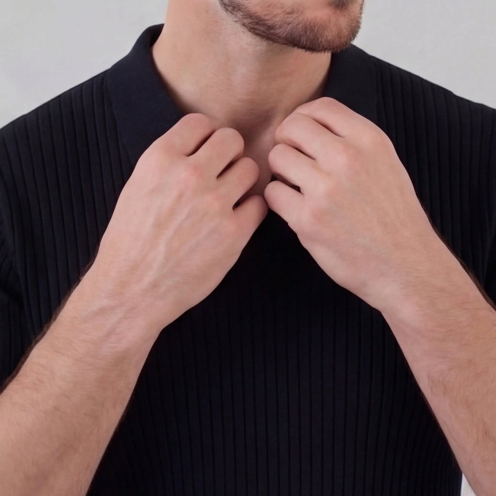 Callahan Ribbed Knit Polo Shirt