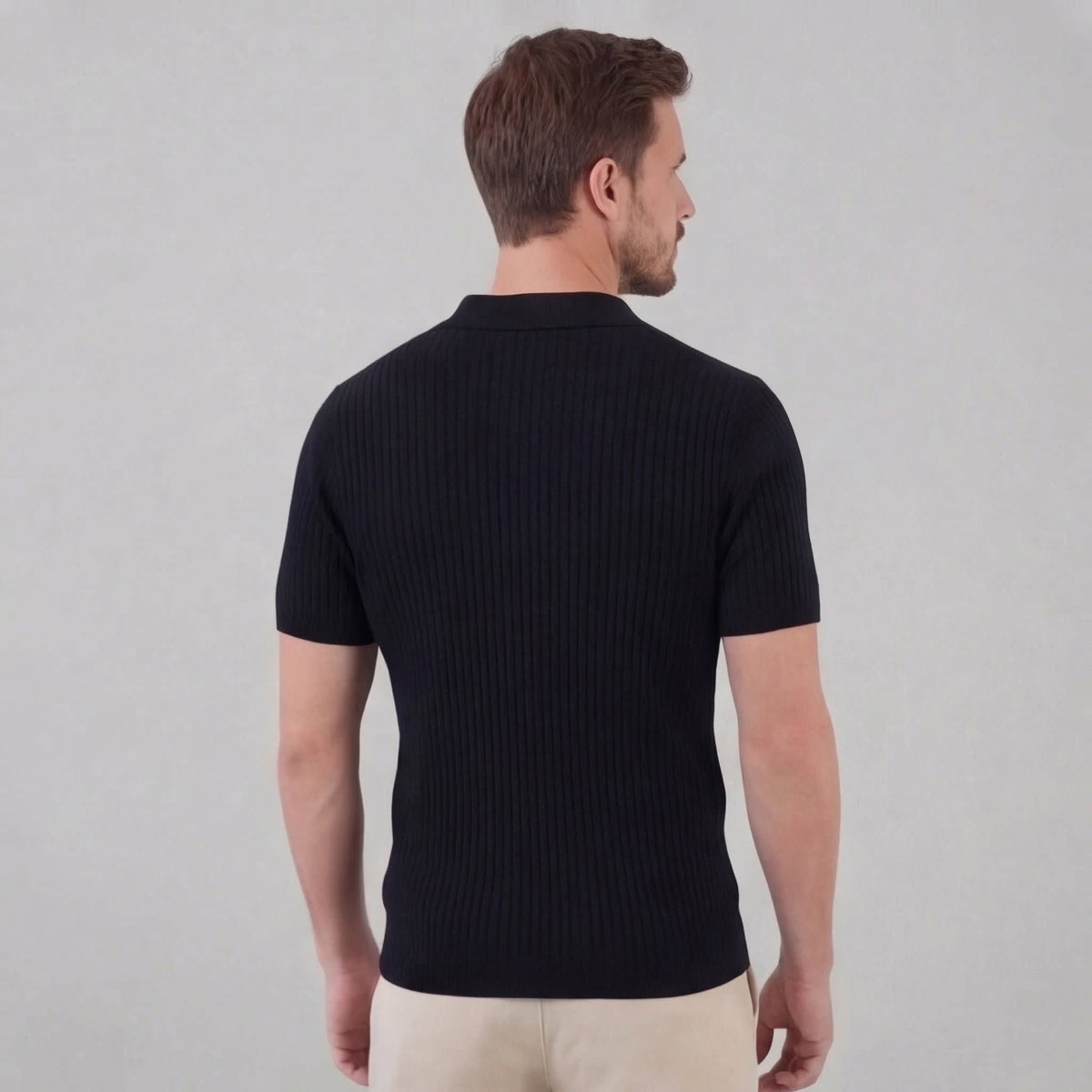 Callahan Ribbed Knit Polo Shirt