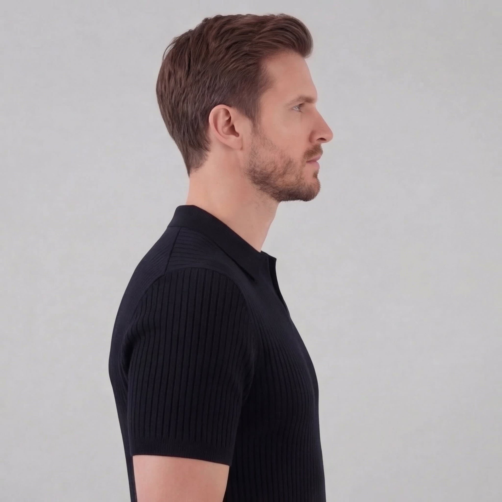Callahan Ribbed Knit Polo Shirt