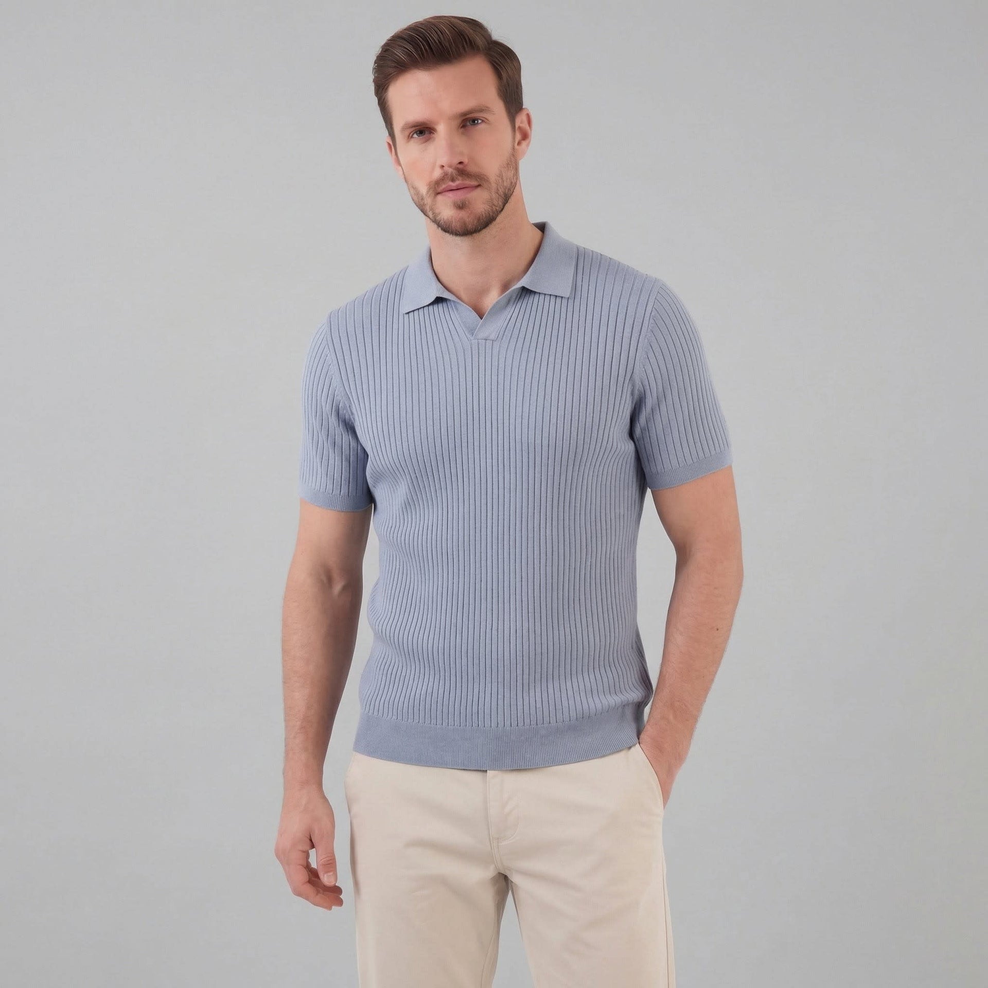 Callahan Ribbed Knit Polo Shirt