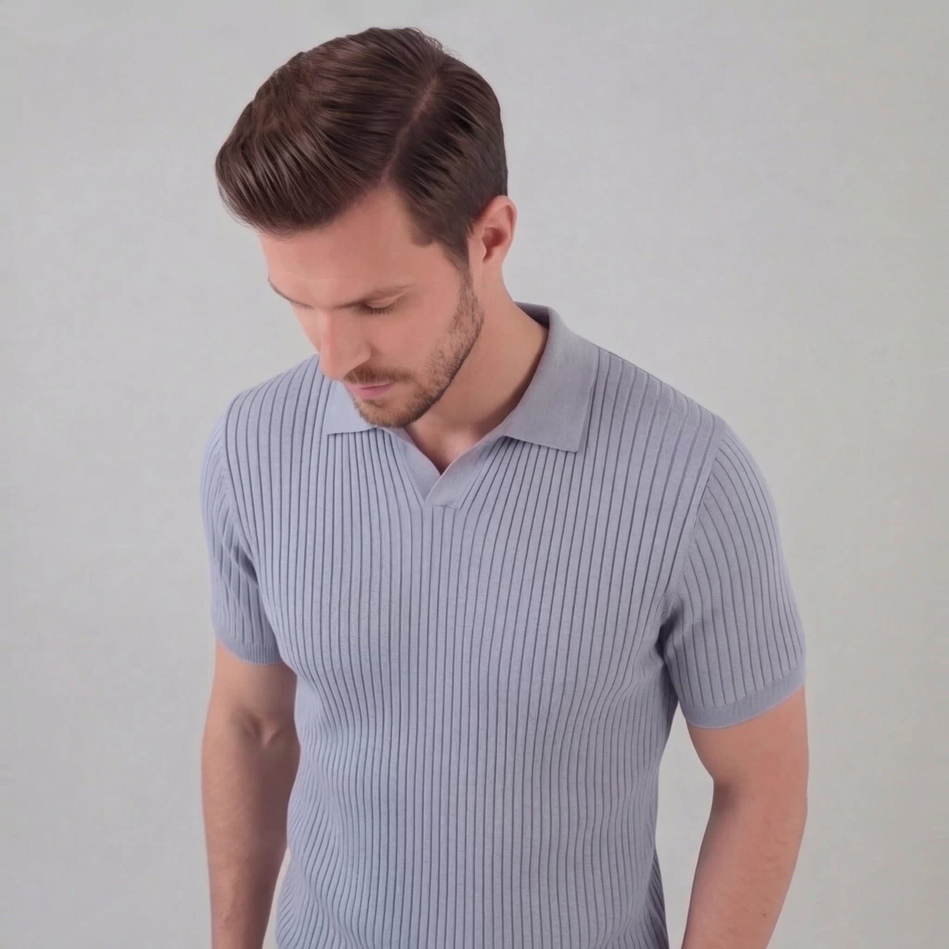 Callahan Ribbed Knit Polo Shirt