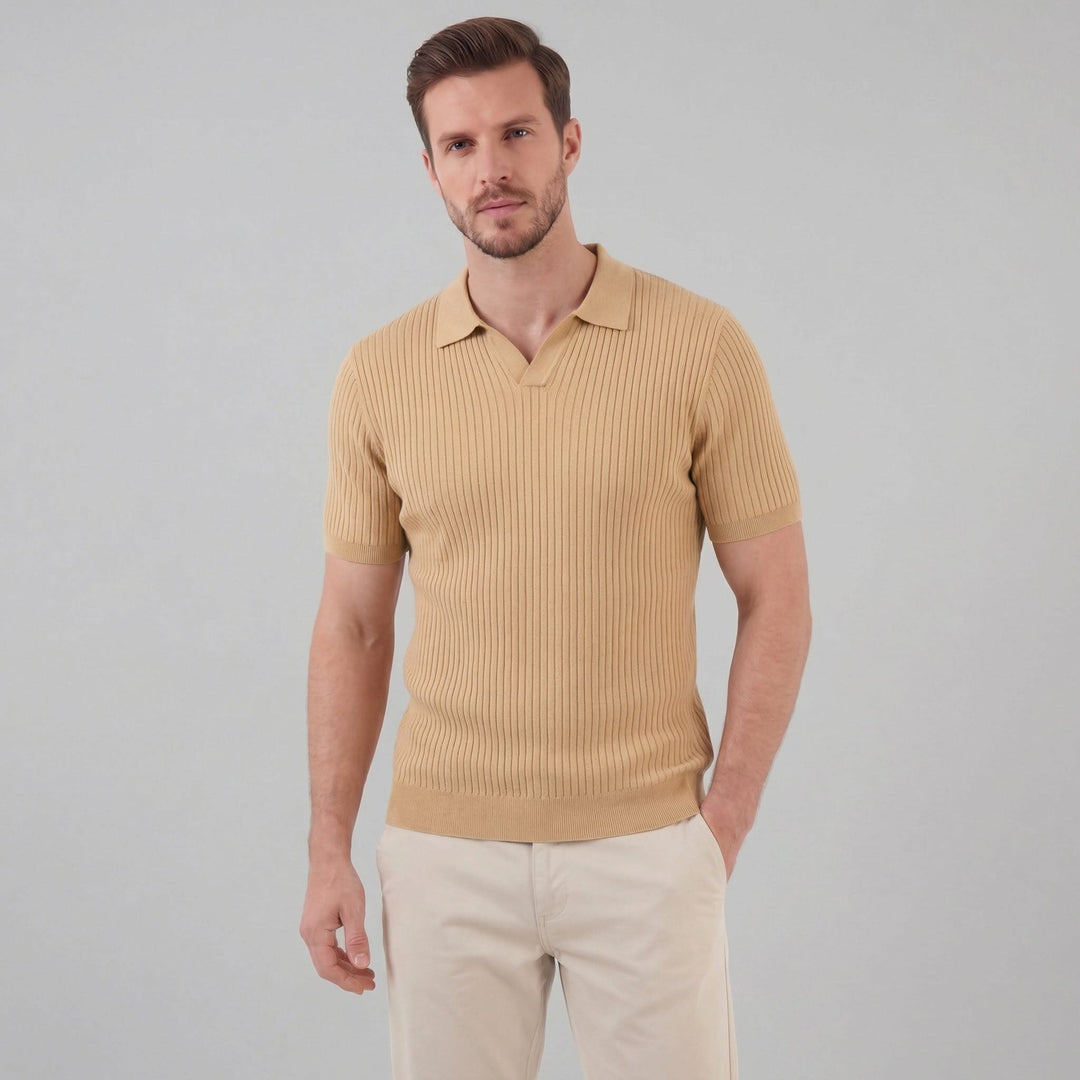 Callahan Ribbed Knit Polo Shirt