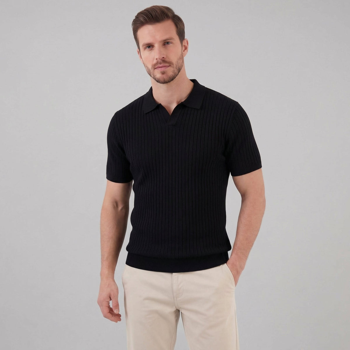 Tanner Ribbed Short Sleeve Polo Shirt