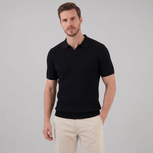 Tanner Ribbed Short Sleeve Polo Shirt_1