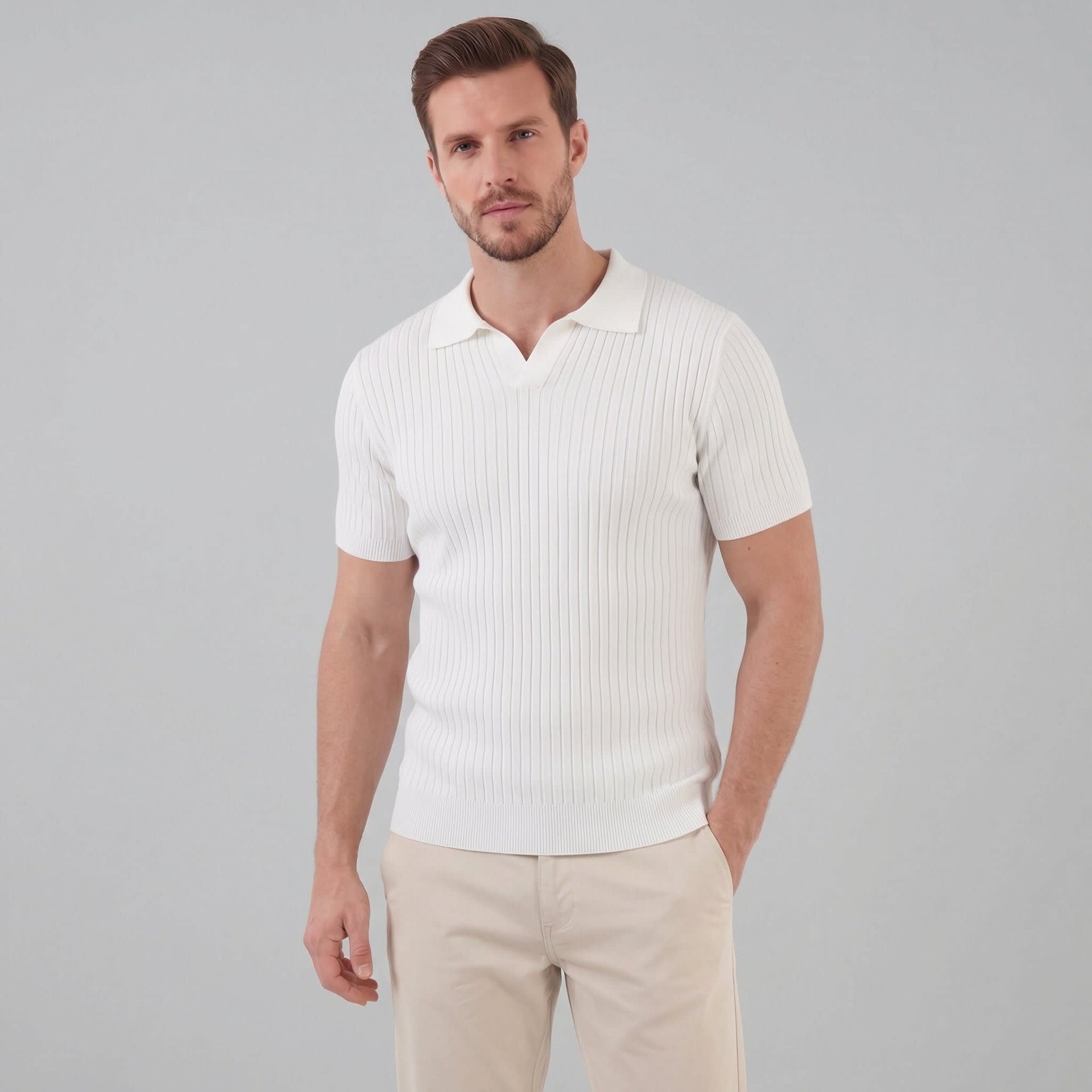Tanner Ribbed Short Sleeve Polo Shirt