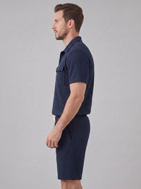 Dane Ribbed Flap Pocket Shirt and Shorts Set
