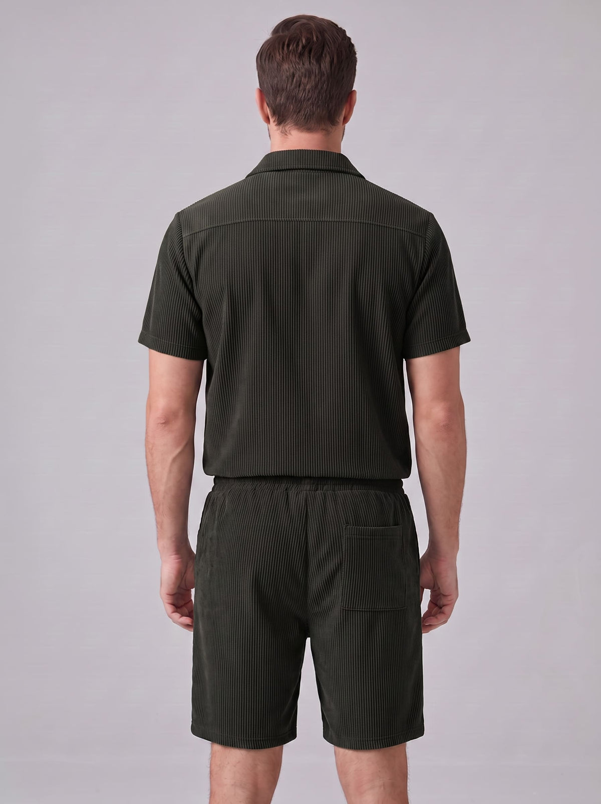 Dane Ribbed Flap Pocket Shirt and Shorts Set_15