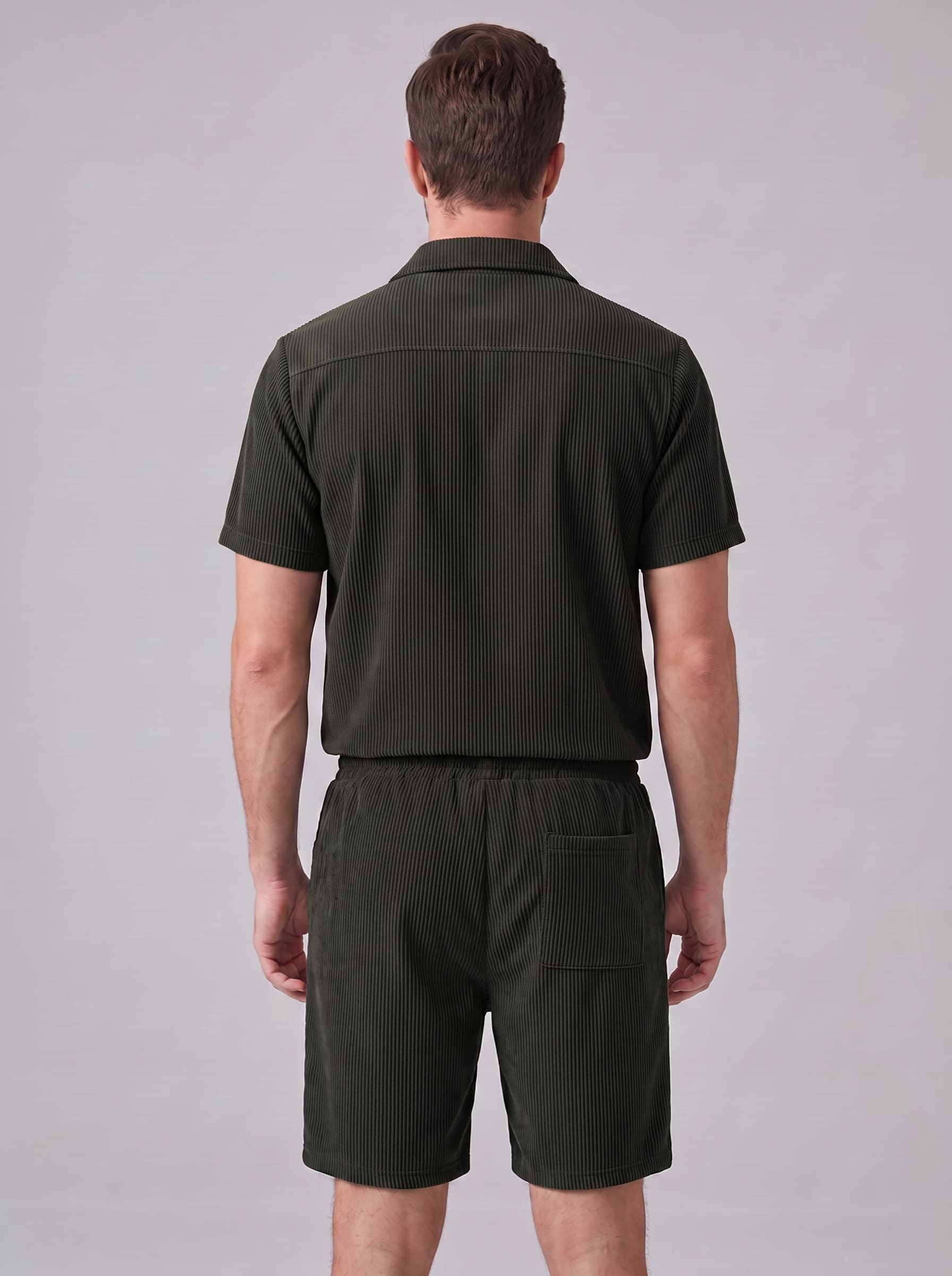 Dane Ribbed Flap Pocket Shirt and Shorts Set