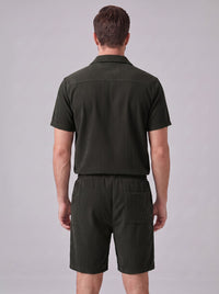 Dane Ribbed Flap Pocket Shirt and Shorts Set