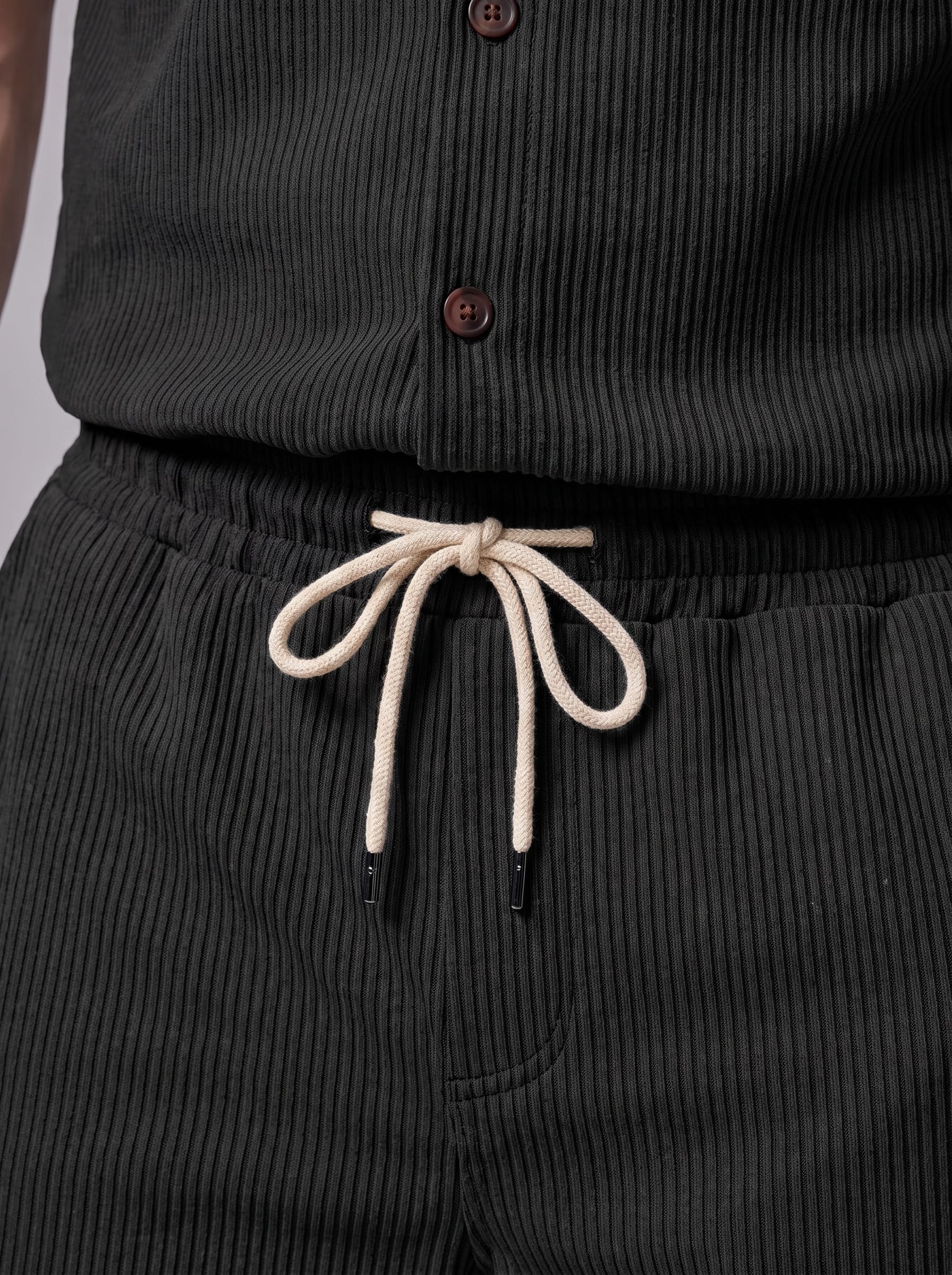 Dane Ribbed Flap Pocket Shirt and Shorts Set