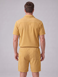 Dane Ribbed Flap Pocket Shirt and Shorts Set