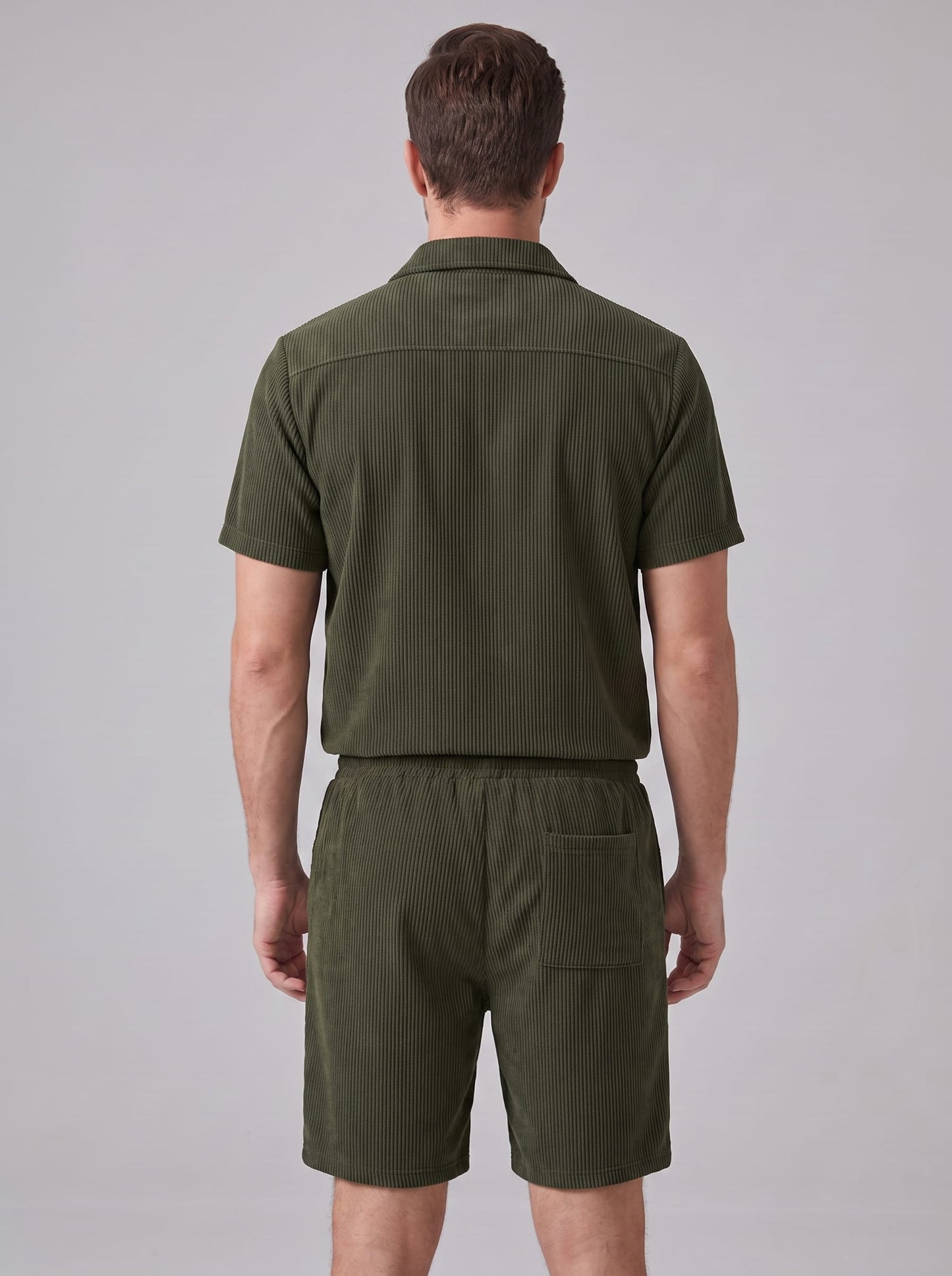 Dane Ribbed Flap Pocket Shirt and Shorts Set_27
