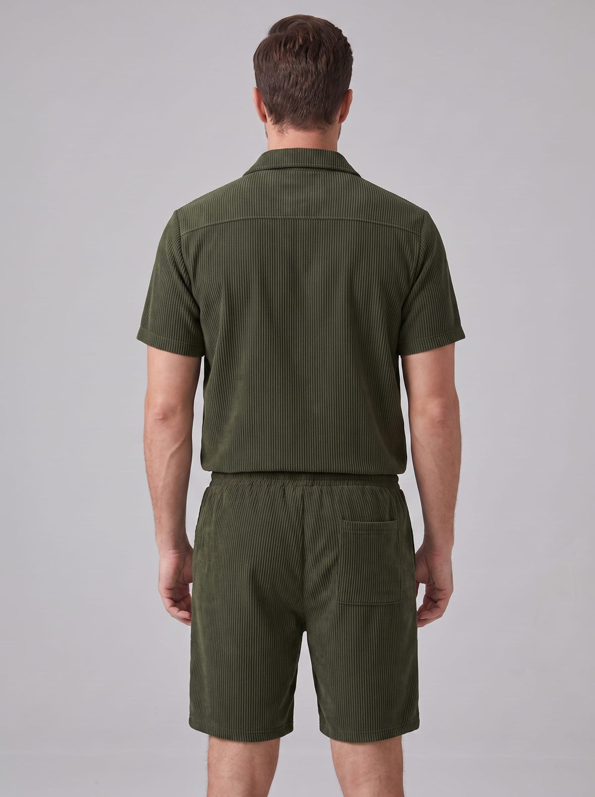 Dane Ribbed Flap Pocket Shirt and Shorts Set