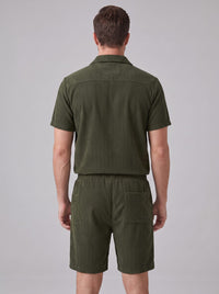 Dane Ribbed Flap Pocket Shirt and Shorts Set