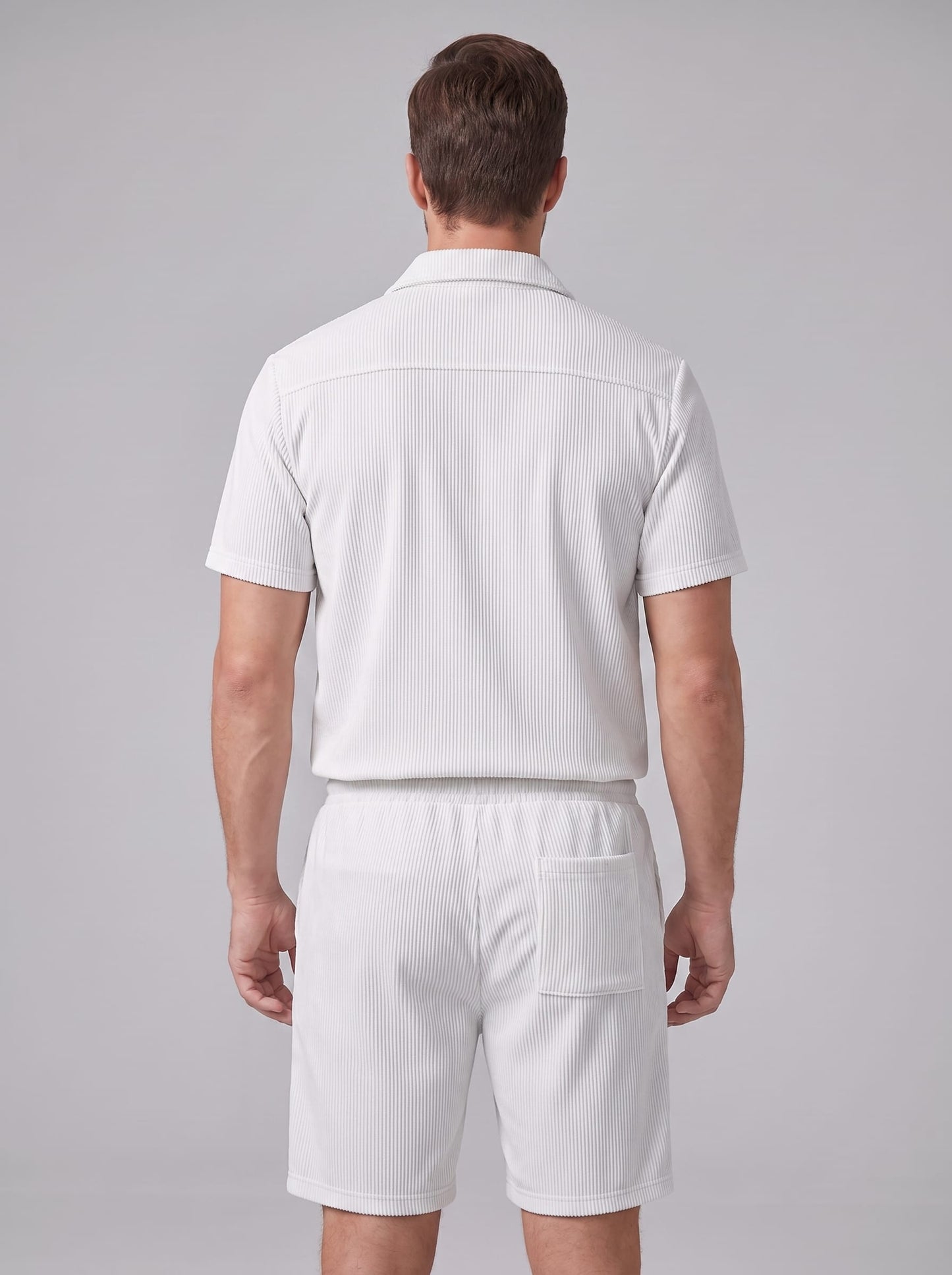 Dane Ribbed Flap Pocket Shirt and Shorts Set_3