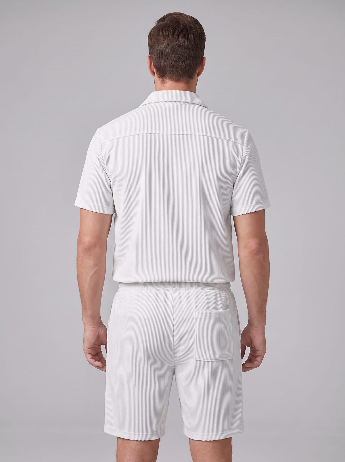 Dane Ribbed Flap Pocket Shirt and Shorts Set