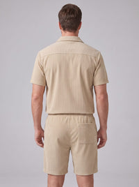 Dane Ribbed Flap Pocket Shirt and Shorts Set
