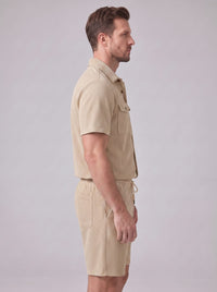Dane Ribbed Flap Pocket Shirt and Shorts Set