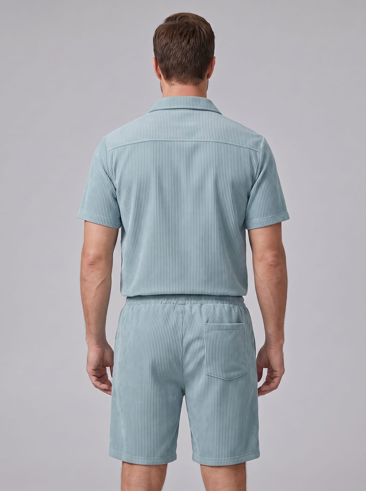 Dane Ribbed Flap Pocket Shirt and Shorts Set_39