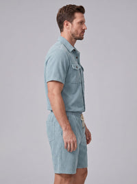 Dane Ribbed Flap Pocket Shirt and Shorts Set