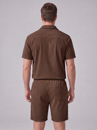 Dane Ribbed Flap Pocket Shirt and Shorts Set