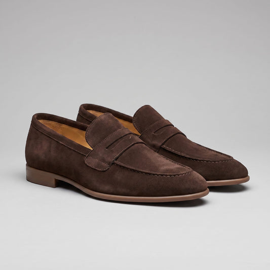 Newton Sheepskin Suede Penny Loafers_1