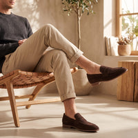 Newton Sheepskin Suede Penny Loafers