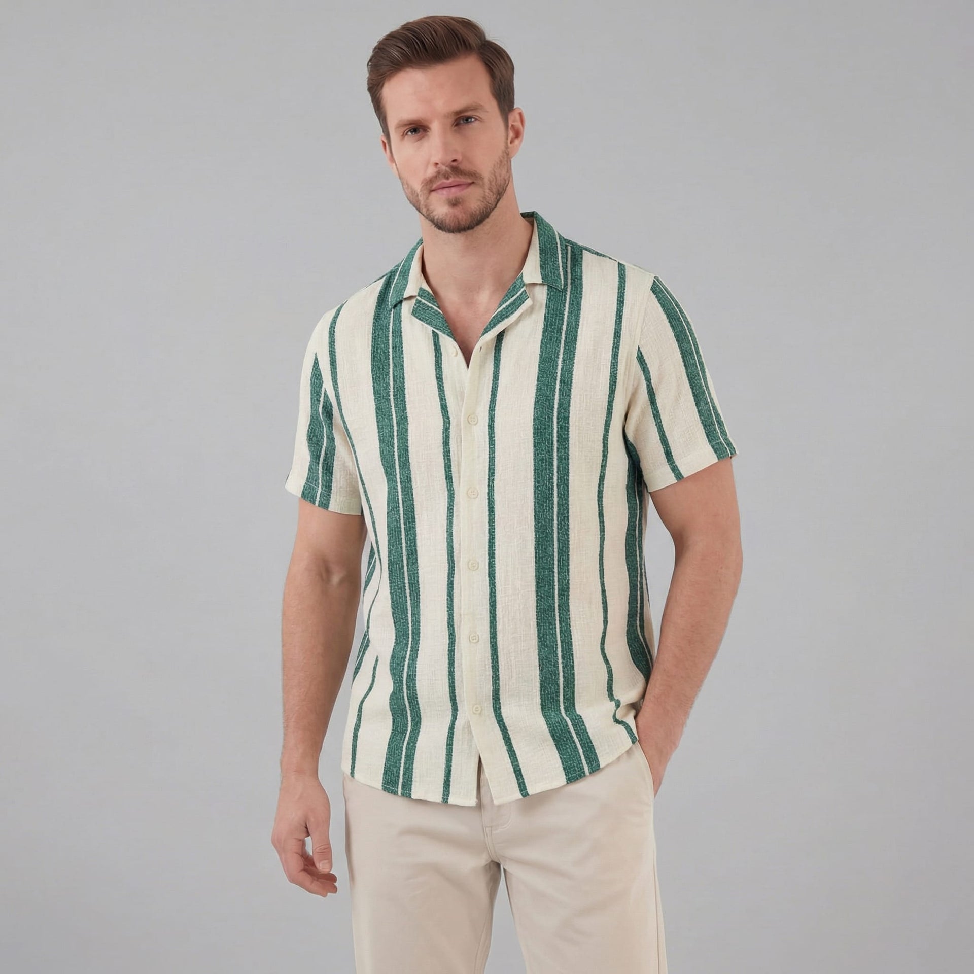 Liam Striped Camp Collar Shirt