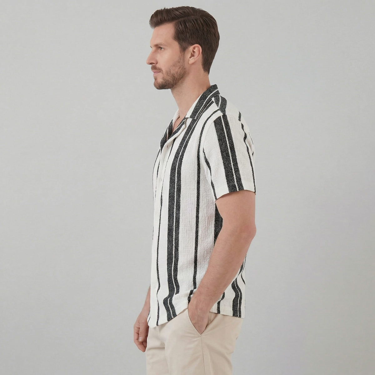 Liam Striped Camp Collar Shirt